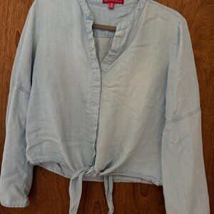 Saks Fifth Avenue Denim Chambray Front Tie Button Down - Size Medium